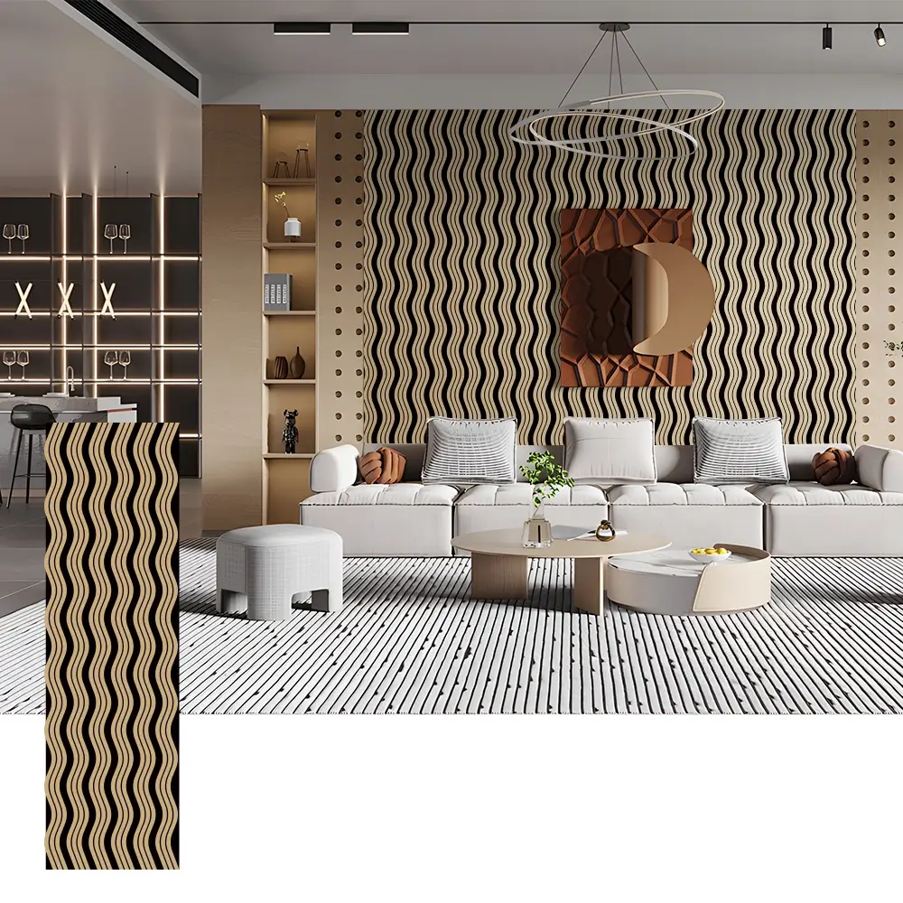 Wave Shape Acoustic Wood Panels for Features Walls