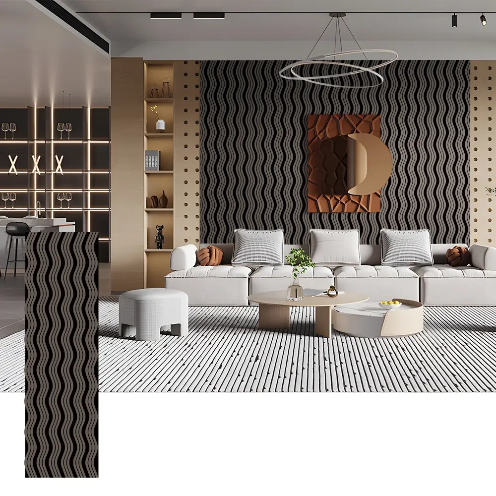 Wave Shape Acoustic Wood Panels for Features Walls