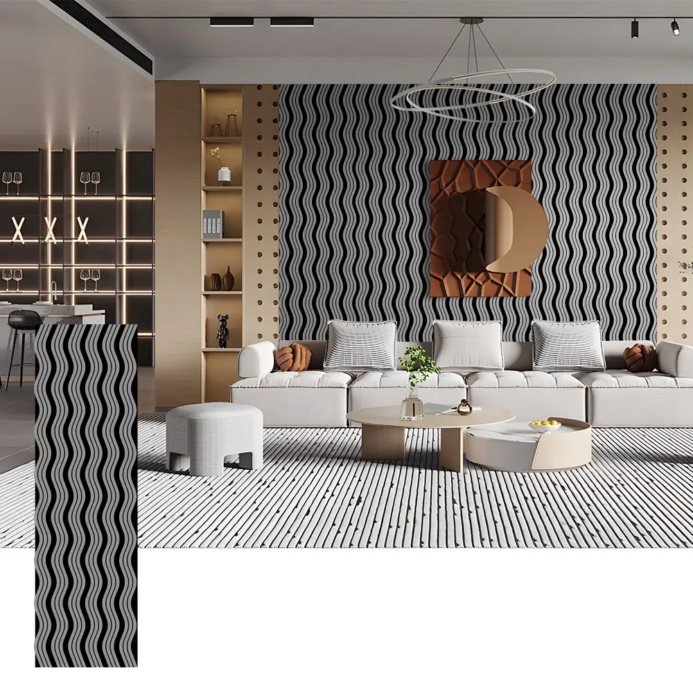 Wave Shape Acoustic Wood Panels for Features Walls