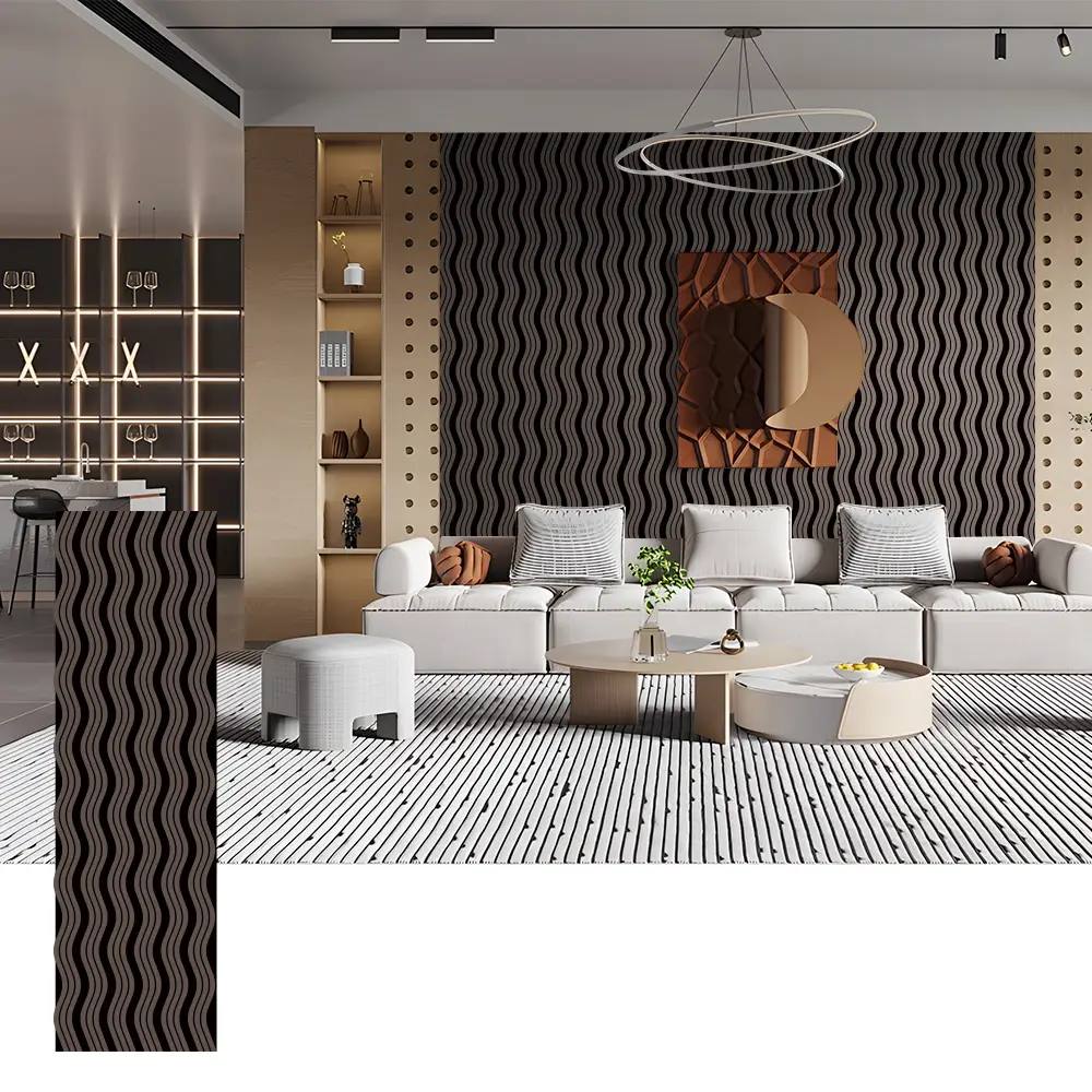 Wave Shape Acoustic Wood Panels for Features Walls