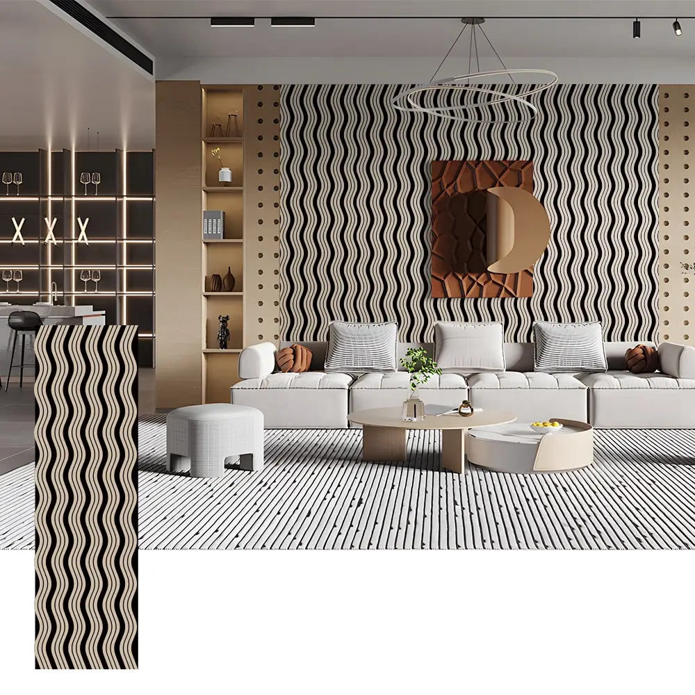 Wave Shape Acoustic Wood Panels for Features Walls